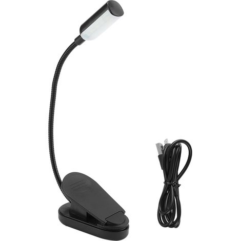 Veilleuse USB à pince avec 4 LED blanc froid réglable, pour la lecture sur table ou au lit. (1/5)
