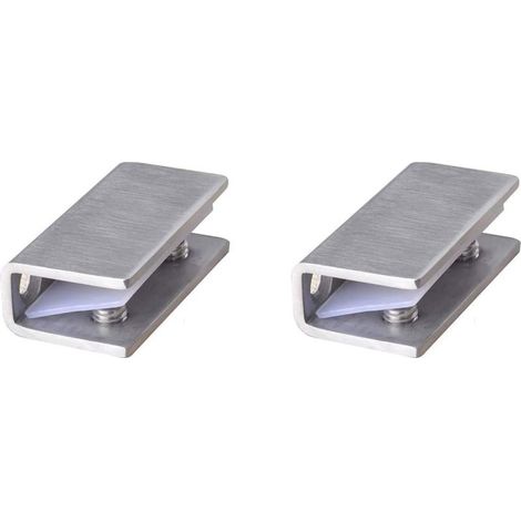 GDHZS-  Pince à Verre en Acier Inoxydable 2 Pièces Support D'étagère en Verre Réglable Pince à verre Rectangulaire de 8-12 mm d'Épaisseur Pince à Verre Inox pour Balustrade Escalier Salle Bains, avec (1/5)