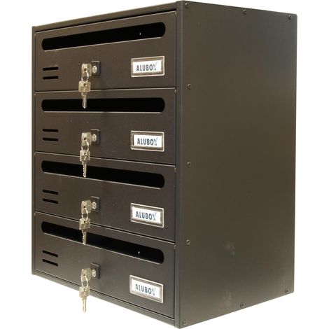 Cassetta postale a 4 posti elettrozincata - 385x250xh430 mm - Grigio - Serie Cubo/R - C4ROGH