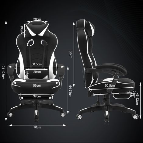 WOLTU Gaming Stuhl, Bürostuhl Ergonomisch mit Lendenkissen, Atmungsaktiv Gaming Chair, Gamer Stuhl 150 kg Belastbarkeit, Gaming Sessel mit Große Rückenlehne & Sitzfläche, Schwarz+Weiß (1/2)