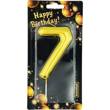 Diagrama de la vela de cumpleaños para un pastel con el número 7 dorado (1/3)