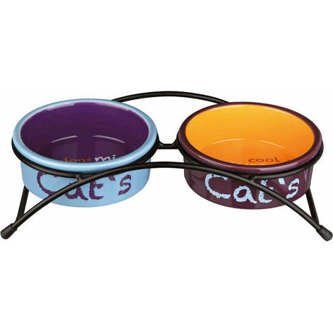 Comedero para Gato Trixie Eat on Feet Naranja Azul claro Lila Cerámica Hierro 300 ml (1/4)