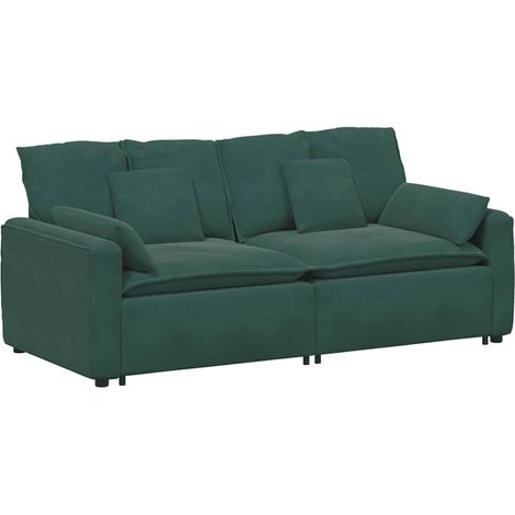 vidaXL Divano Modulare con Cuscini Verde Scuro (1/5)