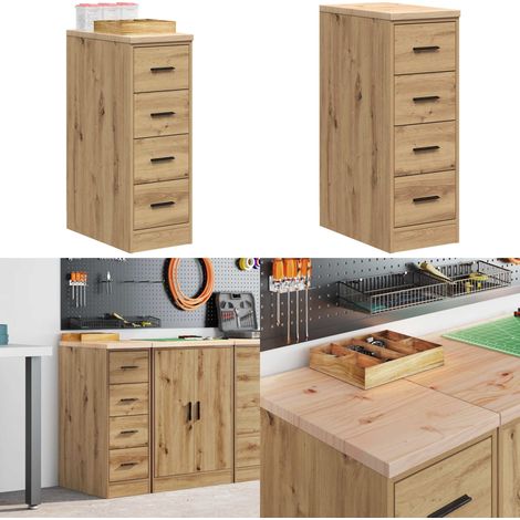 vidaXL Garagen-Aufbewahrungsschrank Artisan-Eiche Massivholz Kiefer (1/5)