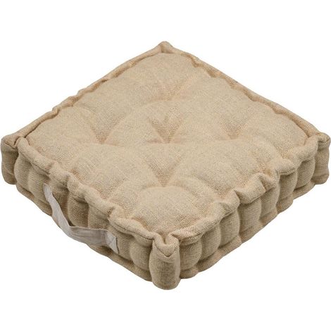 Coussin de sol carré en jute naturel 45 x 45 cm (1/3)