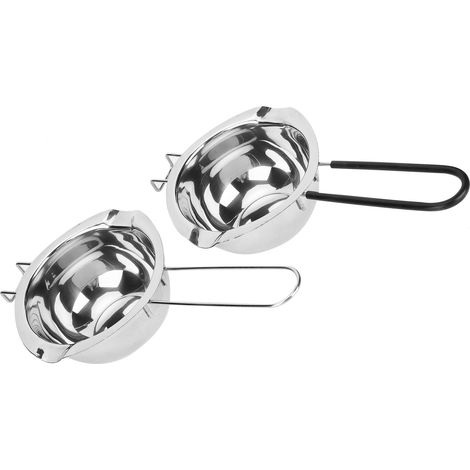 2 Stück 400 ml Edelstahl-Schmelztopf Kochgeschirr Werkzeug für Butter, Schokolade, Käse Küchenzubehör (Silber Schwarz) (1/5)