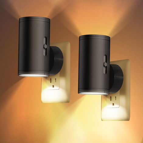 2 Pièces Veilleuse Prise Electrique, LED Veilleuse avec Capteur de Lumière, 300K Blanche Chaude, Luminosité Réglable, Veilleuse Murale, Applique Murale Intérieure pour Chambre Couloir Cuisine (1/5)