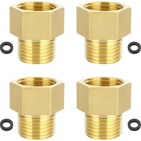 4 Pièces Réducteurs en Laiton, Raccord Réduction 3/8" Femelle à 1/4" Mâle avec Joints, Raccords Laiton BSP pour Gazinière, Chauffe-eau, Réchaud Camping (1/5)