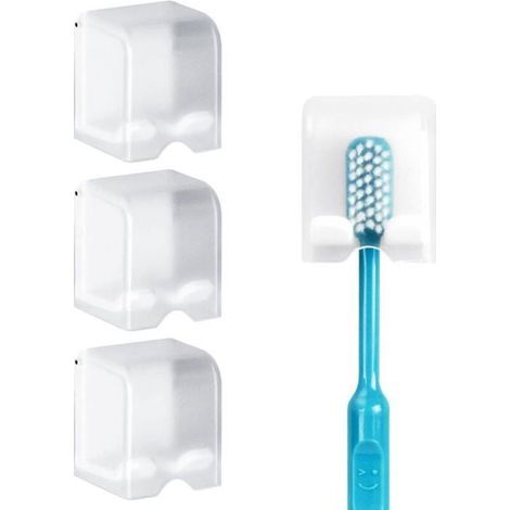 Set of 4 wall-mounted toothbrush holders with lids, no drilling needed, ideal for dorm rooms.
