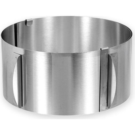 Cercle à Pâtisserie Réglable Ø 16-30cm Moule Gâteau Rond en Acier Inoxydable avec Échelle Extensible pour Dessert, Tarte, Mousse, etc,Hauteur : 10 cm (1/5)