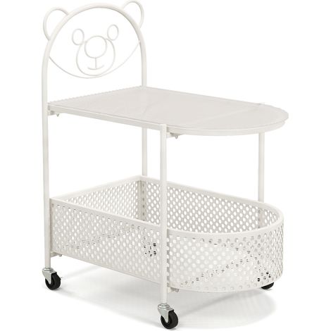 Mobile Glass Coffee Table 2-Tier Modern Cocktail Table-White (1/5)