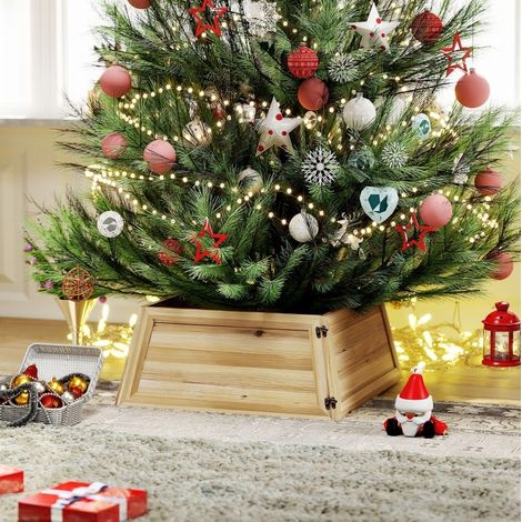 Falda para árbol de Navidad rústica de madera OKMYHOME (1/5)