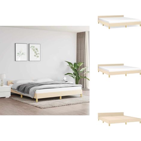 Cadre de lit sans matelas crème 160x200 cm tissu - Cadre De Lit - Lit Double - Literie - Meuble Chambre - Têtière De Lit (1/5)