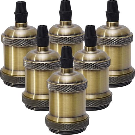 E27 Vintage Douille De Support De Lampe, 6 × Plafond Socket Base De Lampe Base De Lampe Rétro Suspendu Support De Lampe Pendentif Adaptateur De Lampe, Bronze (1/5)