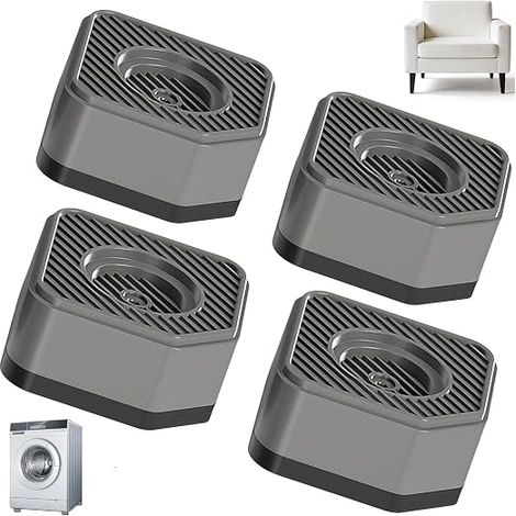4 Pièces Pieds Anti-Vibreur Machine à Laver Universels, Antibruit Pied Machine a Laver, Rehausseurs de Chaise Carrés Anti-Dérapants, pour Canapé, Table à Manger, Lit (1/5)