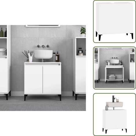 Mobile in legno - vidaXL Mobile Lavabo Bianco 58x33x60 cm in Legno Multistrato - Lavabo in legno