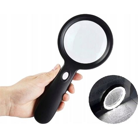 Grande lente d'ingrandimento per la lettura, con 18 luci LED, lente d'ingrandimento portatile, ingrandimento 10x, 88 mm. (1/5)