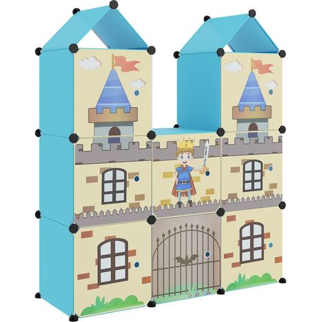 Armoire de rangement pour enfants avec 8 cubes Bleu PP