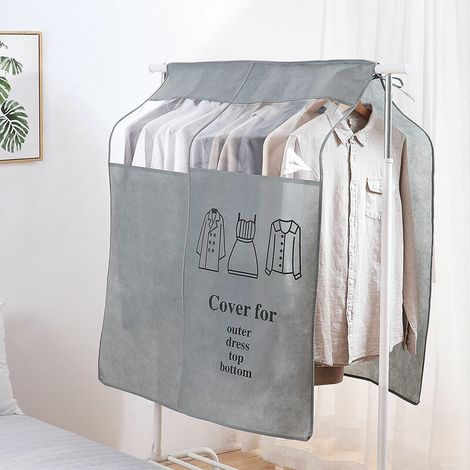Housse Protège Housses de Vêtements 90 × 110cm Noir Housse de Anti-Poussière Protection Portant Universelle Garment Covers,gris-