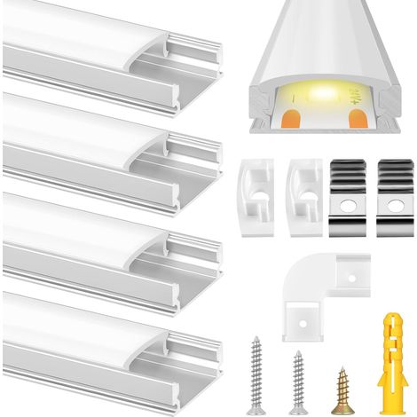 Profilé Aluminium LED Forme en U, 1.2m Profilé Led Encastrable (1/5)