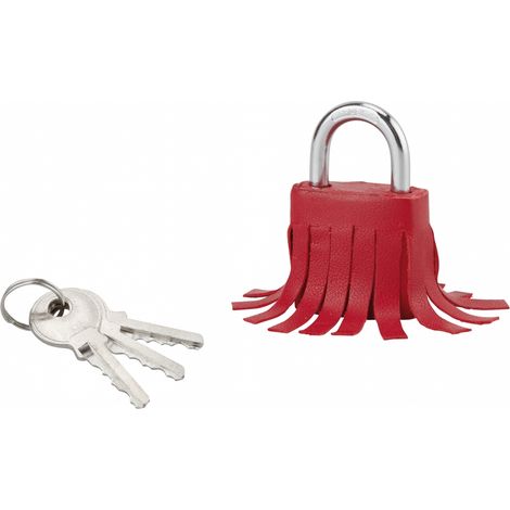 Lucchetto Fashion Leather, acciaio, interno, arco in acciaio, 30 mm, rosso, 3 chiavi – THIRARD (1/2)