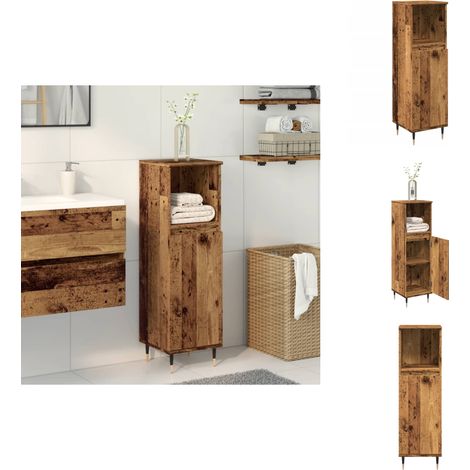 Badschrank Altholz-Optik 30x30x100 cm Holzwerkstoff - Badezimmerschrank - Badezimmerschränke - Schrank - Schrank Für Das Badezimmer (1/5)