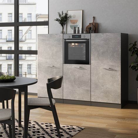 Küchenblock R-Line, Beton/Anthrazit, 180 cm ohne Arbeitsplatte, Vicco