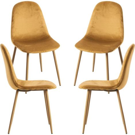 Packs Sillas Comedor - Pack 4 Sillas Teok Terciopelo - Mostaza (1/5)