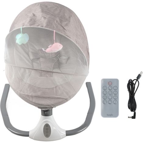 Berceau Électrique Bébé 0-24 Mois avec Télécommande - 4 Balances et 4 Minuteries Bluetooth+12 Berceuses Moustiquaire Matelas Inclus USB - Confort et Sécurité Nouveau-Né (1/5)