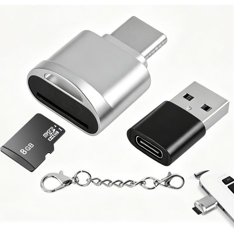 2pcs Lecteur De Carte SD, Lecteur De Carte TF, USB C Lecteur De Carte Micro SD, Adaptateur De Lecteur De Carte Mémoire TF Type C Compatible avec S22 S21 S20, Macbook (1/5)