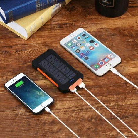Batterie solaire portable Kaide®50000mAh - Orange - 2USB - Lampe LED étanche (1/4)