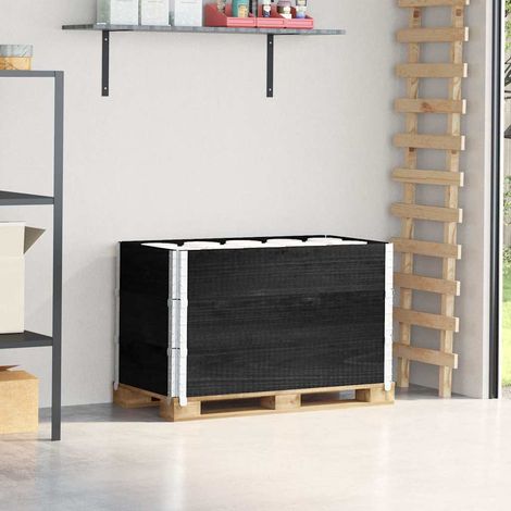 Teenpull – Paletten-Aufsatzrahmen 3 Stk. Schwarz 100x50 Massivholz Kiefer (1/5)