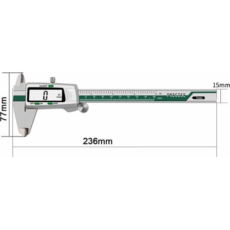 Green Mobility-Pieds a coulisse numeriques en acier inoxydable Pieds a coulisse electroniques de haute precision aveaffichage du score 0150 mm livres avebatterie (1/5)