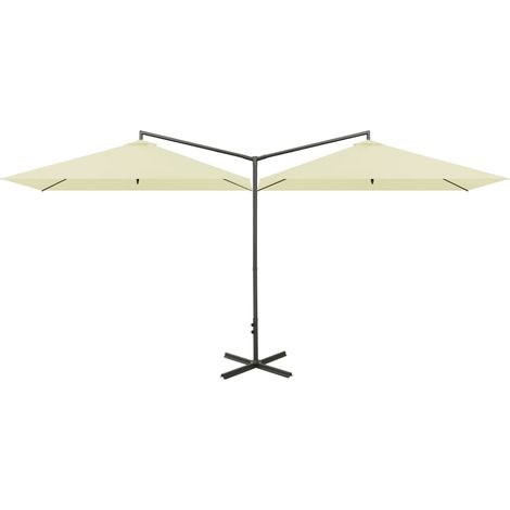 Maison Exclusive - Parasol de jardin double avec mât en acier Sable 600x300 cm