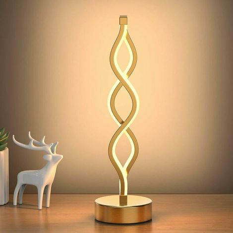 Lampe de table LED spirale infinie noire, lampe de chevet métallique à intensité variable avec commande tactile, 3 températures de couleur, 40 cm de hauteur, lampe décorative pour la maison, le salon (1/5)