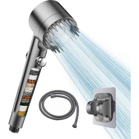 High Pressure Shower Head with 3 Modes, Adjustable Shower Head, Water Saving Shower Head with Switch, Water Stop Button, Massage Shower for Adults Kids Pets (1/4)