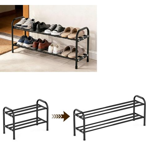 Étagère à Chaussures 2 Niveaux, étagère de Rangement pour Chaussures Empilable et Réglable, Rangement Chaussure pour 4-8 Paires de Shoes Shoe Rack pour Entrée, Placard, Salon, Chambre,Dressing (1/5)