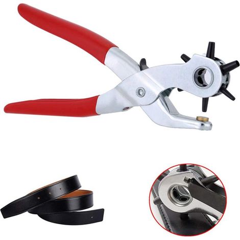 – Lochzange für Leder mit 6 Größen – Hochfester, beschichteter Stahl – Ergonomische, rutschfeste Griffe – Für Leder, Segeltuch und Kunststoff (1/5)