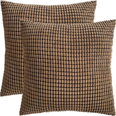 Housse de coussin en velours côtelé 2 pièces (marron, 5050 cm)-Fei Yu
