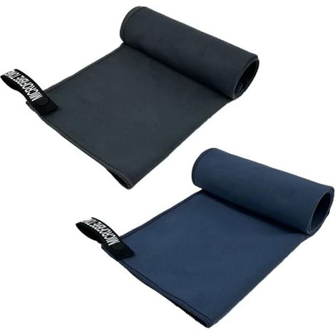 Lot de 2 petites serviettes en microfibre légères et absorbantes à séchage rapide pour salle de sport, yoga, voyage, plage, camping, pour homme et femme, 60 x 30 cm (gris foncé, bleu marine) (1/5)