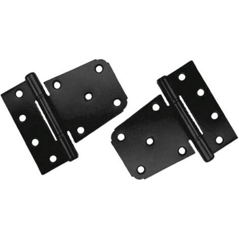 Set mit 2 robusten Türscharnieren, schwarze Kohlenstoffstahlscharniere, flache Türscharniere für Gartenhaus, Scheune, Holzzaun (Schrauben inklusive) (Schwarz) (1/5)