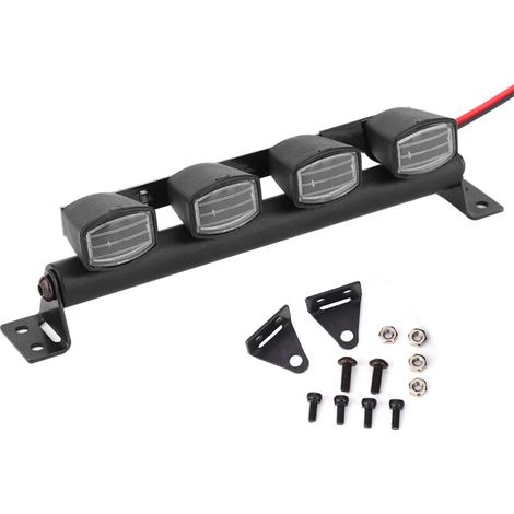 Barre lumineuse LED pour toit de voiture RC 1/10, compatible TRX4 90046 et SCX10, 4 spots.