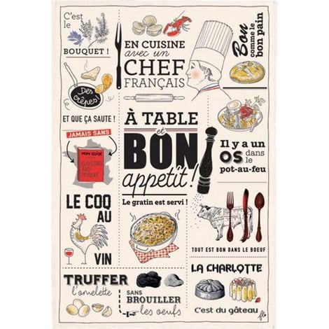 Lot 6 Torchons Cuisine Française Winkler Torchons Cuisine Absorbants Motifs Français - Winkler