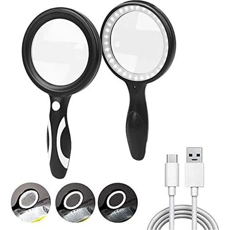 Loupe à main avec 33LED, loupe extra large, grossissement 30x (1/5)