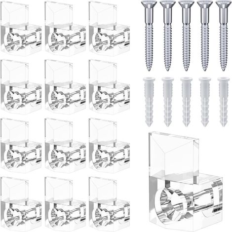 Kit de 50 clips para monturas de gafas, clips de plástico transparente para gafas, kit de fijación de cristales con clips para espejos, kit para colgar espejos con tornillos y fijaciones. (1/5)