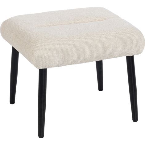 Hocker mit weichem Sitzkissen, Stahlbeine, Chenille-Stoff, 45 x 41 x 38 cm, cremeweiß (1/5)
