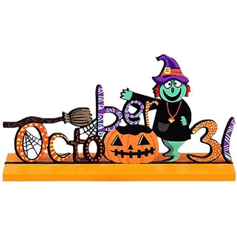 Décoration d'Halloween - EINNENFFER - Tête de citrouille en bois - Ambiance effrayante - Durable - Polyvalente (1/4)