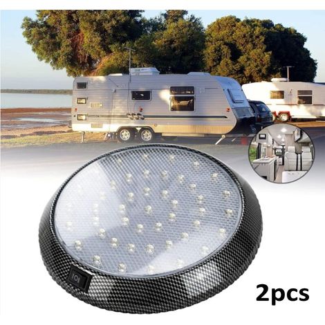Lampe d'intérieur RV, 12V LED plafonnier dôme toit, éclairage intérieur de caravane avec interrupteur ON/OFF, spot de lecture intérieur 46 LED(2pcs) (1/5)