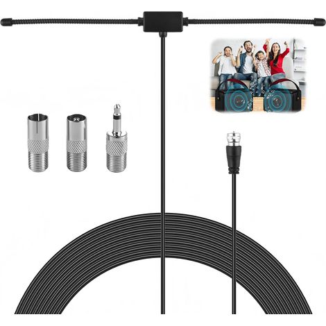 1 Antenne FM, Câble coaxial 3m, Connecteur F mâle, Adaptateurs inclus, Pour tuner HiFi récepteur DAB système audio domestique