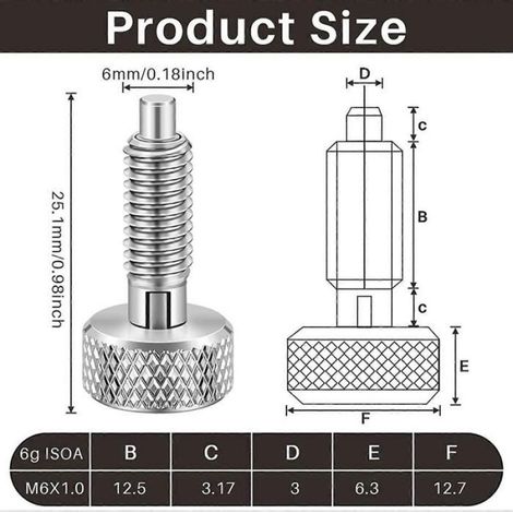 Poussoir À Ressort Rétractable Manuel - Filetage 1/4"-20 - Pour Boîte À Outils Roulante - 4 Pièces (1/4)